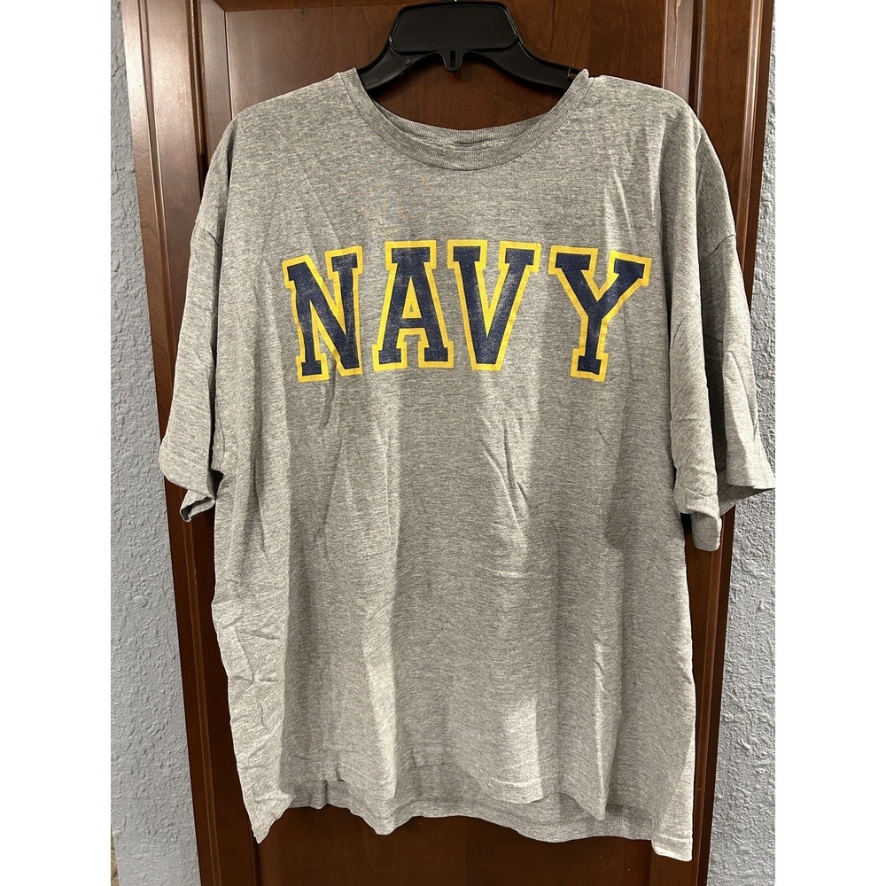 Navy T Shirt Gray XXL 2XL Bayside US Military USGI